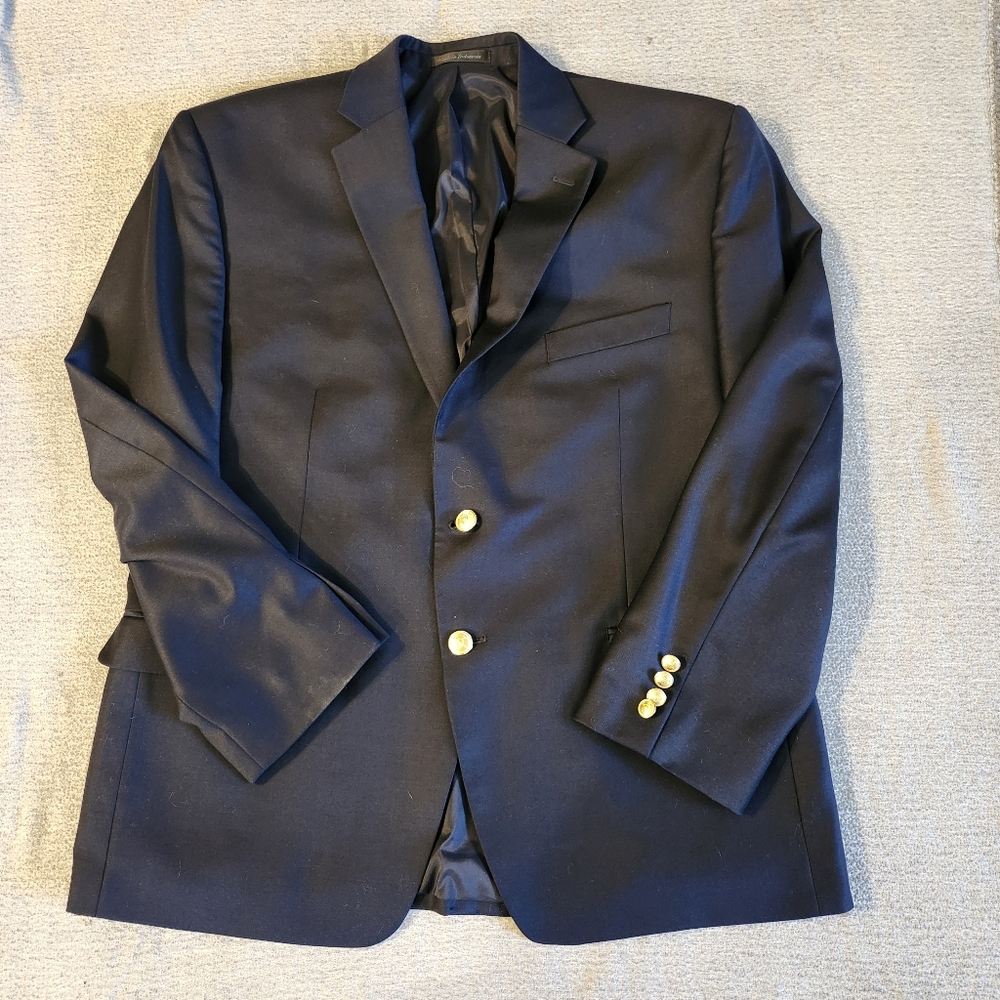 Lauren Ralph Lauren Classic Wool Preppy Collegiate Navy Blazer Gold Buttons 44S,
